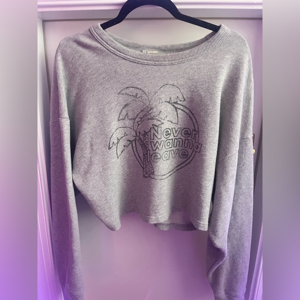 EUC Aerie/Offline grey graphic cropped pullover- Smoke free pet free home